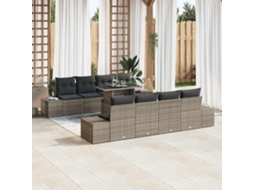 Vidaxl Conjunto De Sofá De Jardim 9 Unid. Cinzeto Vime Pe