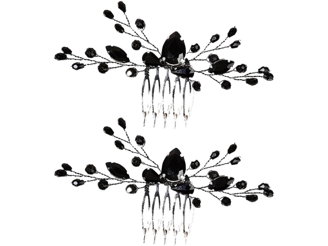 Presilhas De Cabelo Vintage Femininas Em Liga Metálica Preta, Leves E Confortáveis, 2 Unidades.