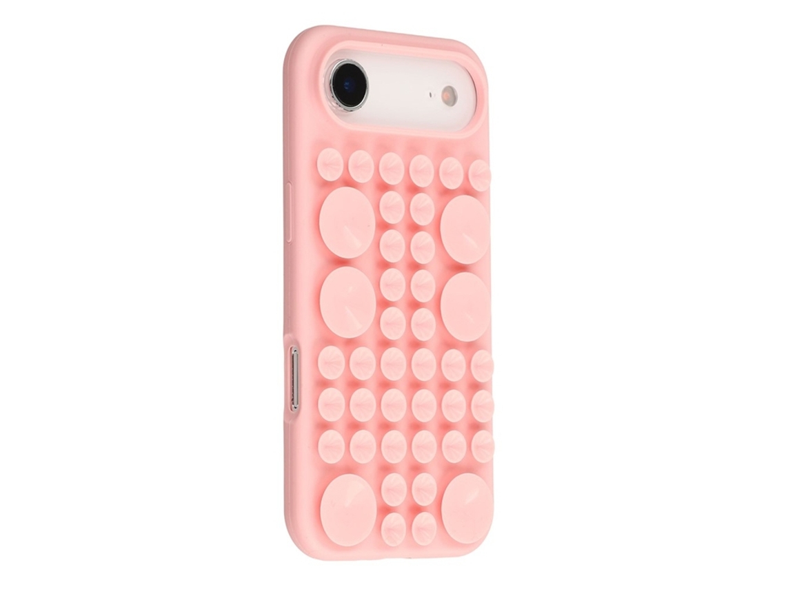 Capa Para Iphone Air Com Ventosa, Em Silicone E Forro De Tecido - Rosa
