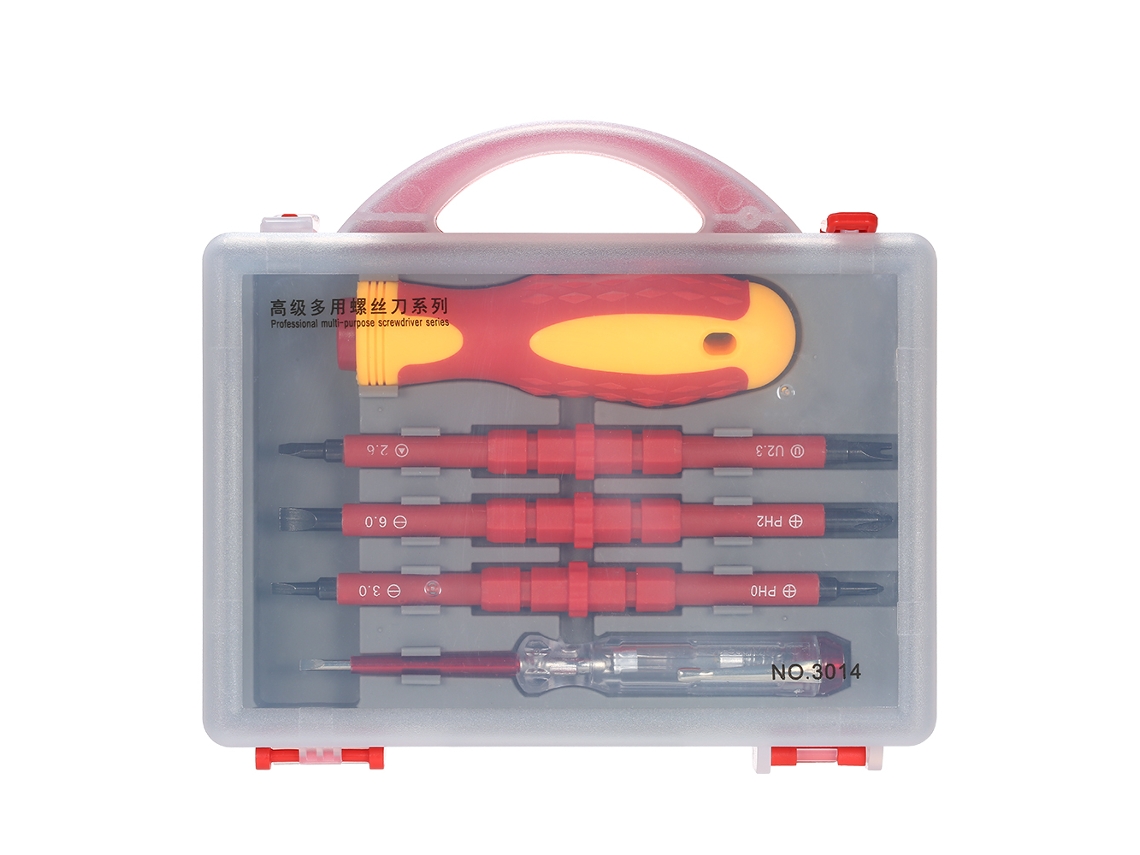 Kit de Chaves de Fenda Isoladas 5pcs com Pontas Magnéticas Phillips Pozidriv e Caneta de Teste | S/MARCA