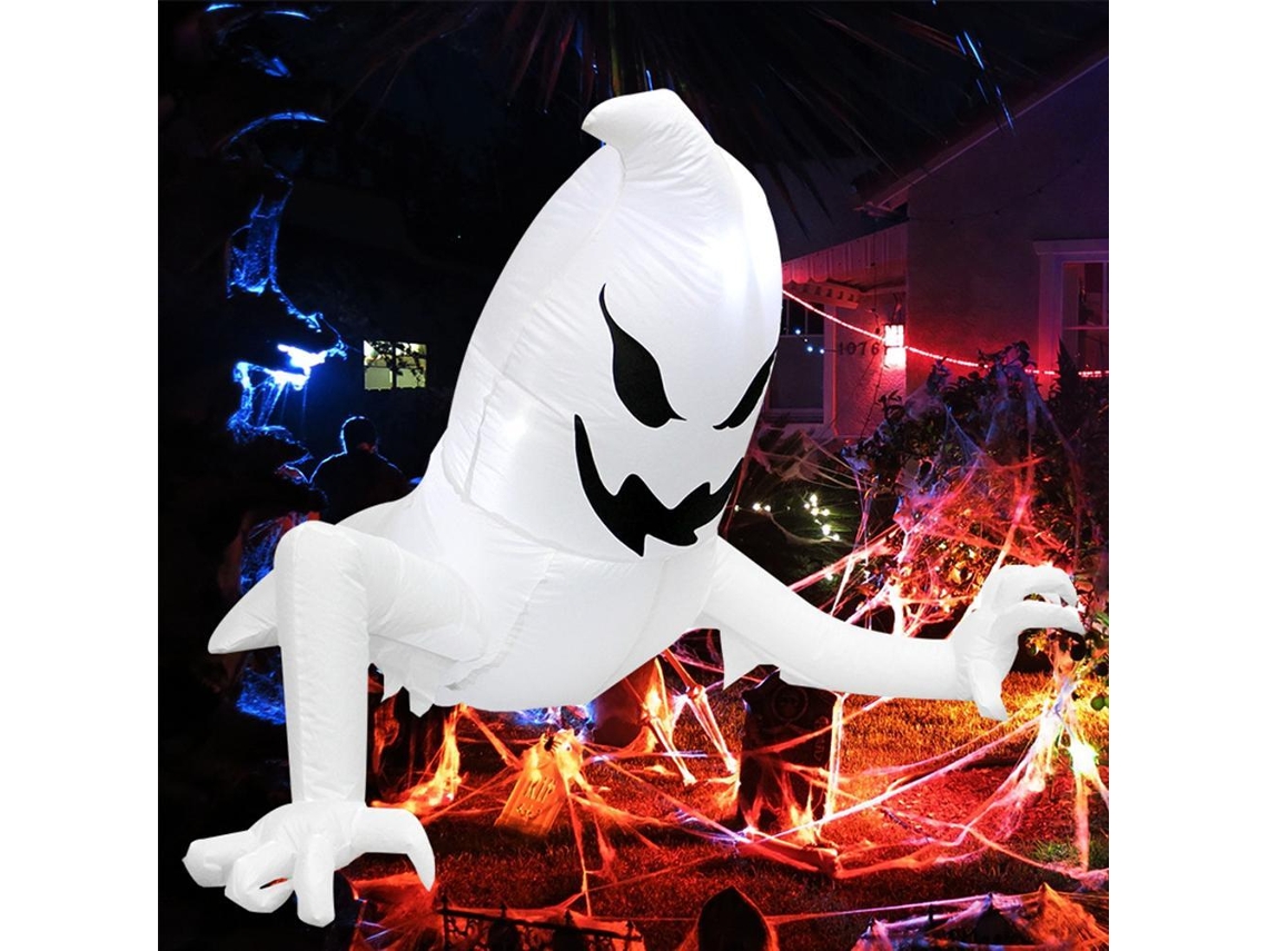 Fantasma Branco Assustador Inflável Com Led Embutido Para Decoração De Halloween Em Quintal, Jardim, Interior E Exterior