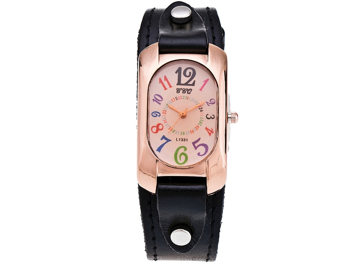 Relógio Masculino de Quartzo Vintage com Pulseira de Pu Estilo Retangular Preto