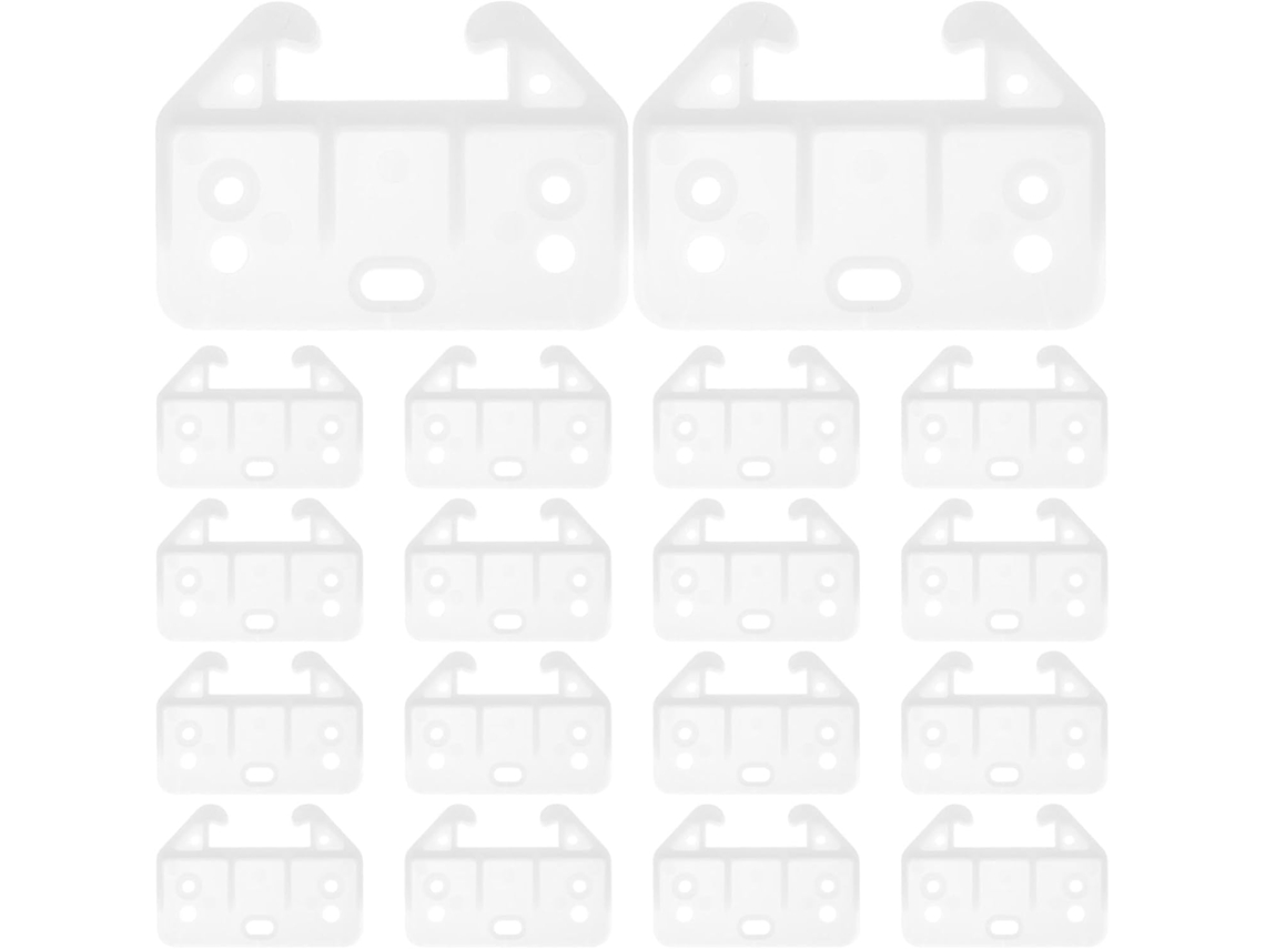 Conjunto De 20 Suportes Substituição Para Trilhos Gaveta Em Plástico Pp Branco, Medindo 2, 36x 1, 65 Polegadas, Com 60 Parafusos