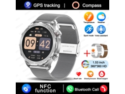 (malha Prateada) Smartwatch, Equipado Com Tela Hd De 1,53 Polegadas, Gps, Nfc E Capacidade De Fazer Chamadas.