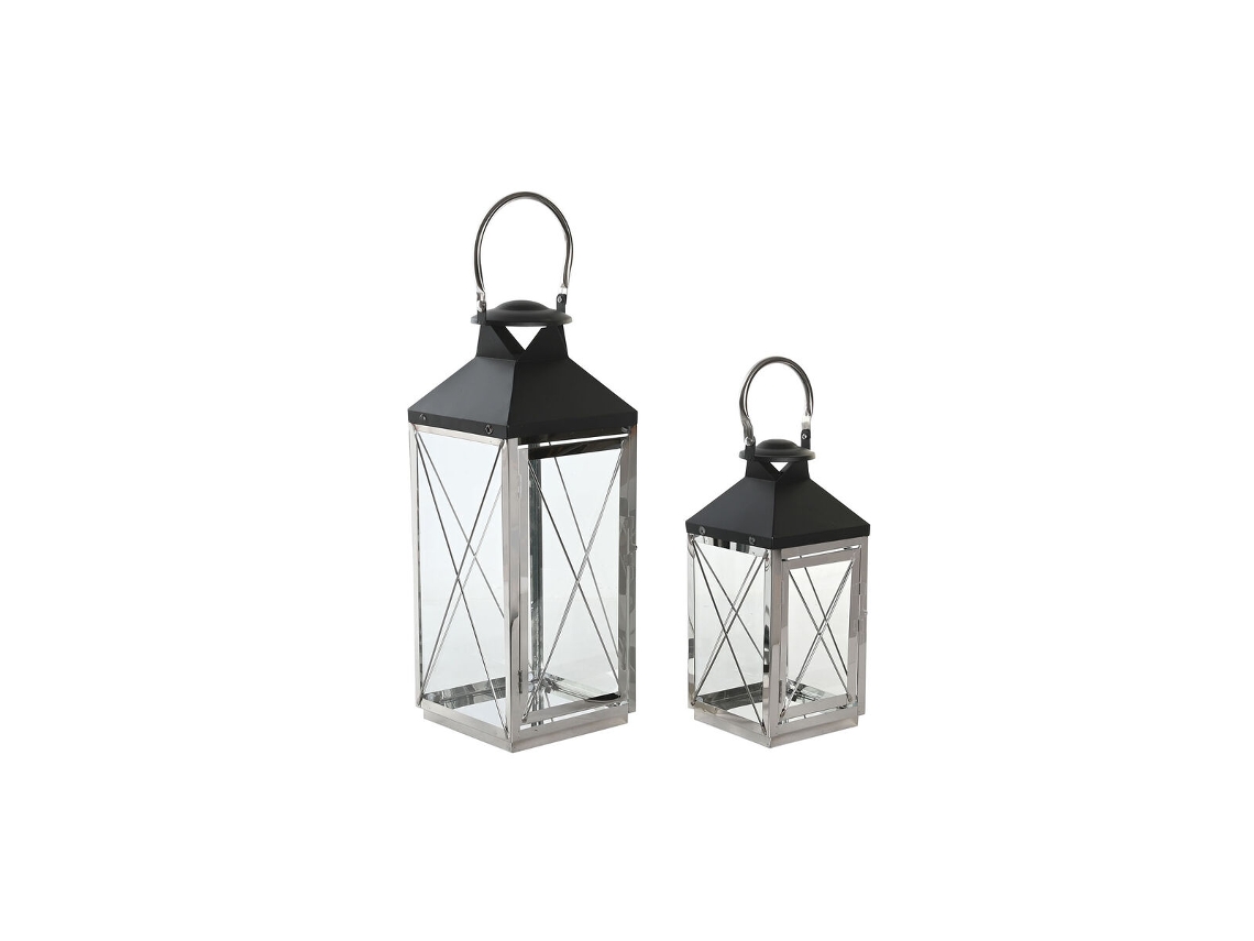 Postes de Iluminação Dkd Home Decor Cristal Preto Aço 18 X 18 X 43 Cm Moderno Cromado