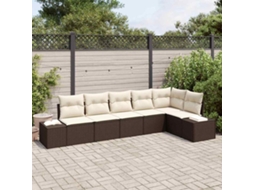 Vidaxl Conjunto De Sofá De Jardim 6 Pcs Marrom E Creme Vime Pe