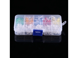 Kit com 200 diodos de LED de 5mm nas cores amarelo, vermelho, azul, verde e laranja