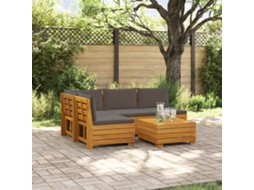 Vidaxl Conjunto De Sofás Para Exterior Com Almofada 5 Peça Castanho