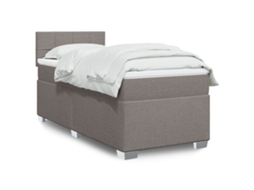 Vidaxl Cama Com Molas/colchão 90x190 Cm Tecido Castanho-acinzentado
