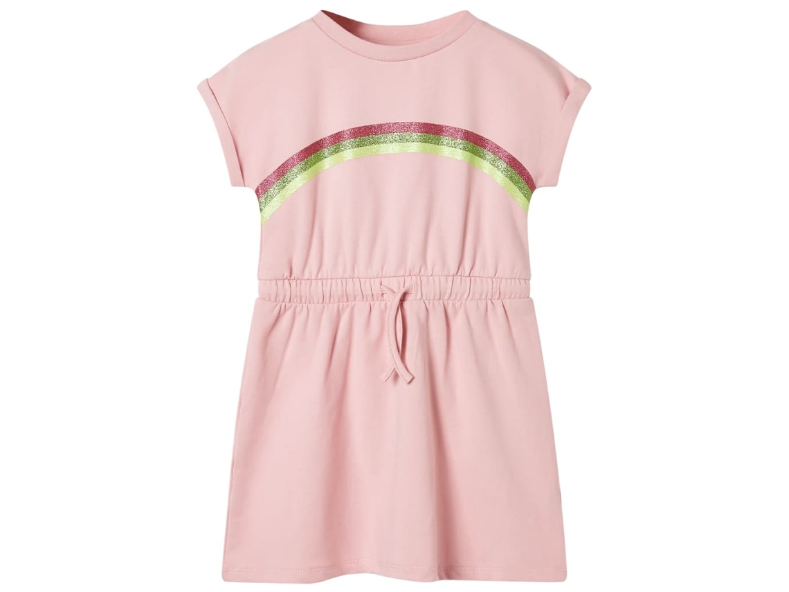 Vestido De Criança Com Cordão Rosa-claro 140