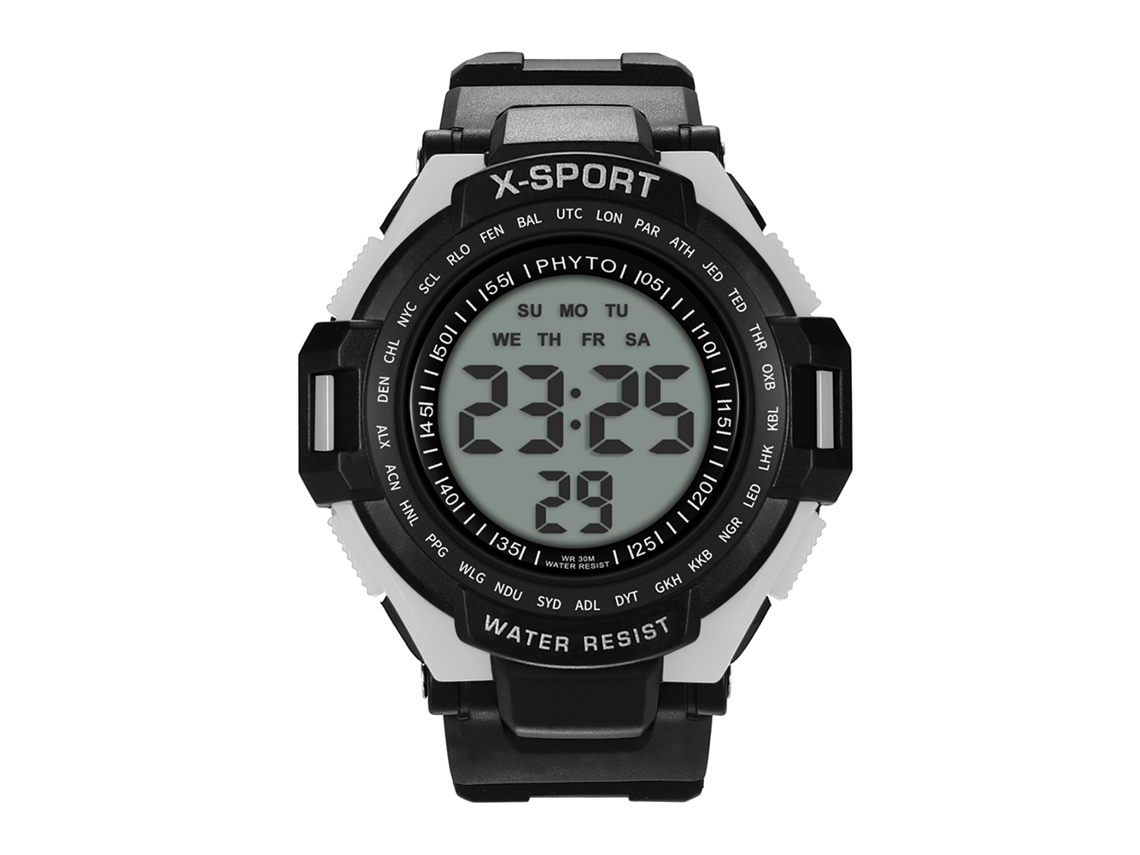 Relógio esportivo eletrônico masculino, estilo outdoor, visor digital, ideal para presente, branco