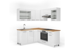 Cozinha de canto Fame-Line, 160 x 60 cm sem bancada, Branco, Vicco
