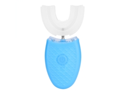 Escova de Dentes Ultrassônica U Shaped, Recarregável, Silicone, Clareamento, Azul