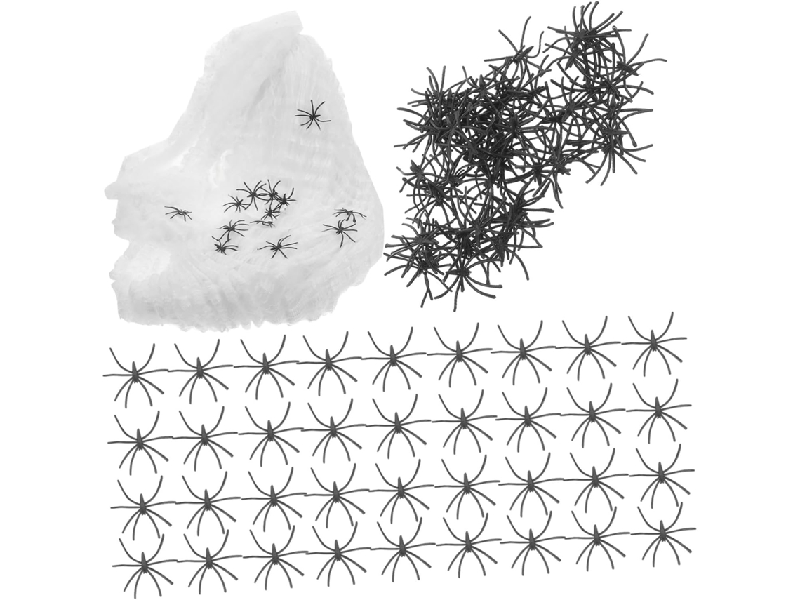 De Halloween Teia De Aranha Artificial Luminosa Com Aranhas Falsas, Brilha No Escuro, Teia Assustadora Para Uso Gokoco
