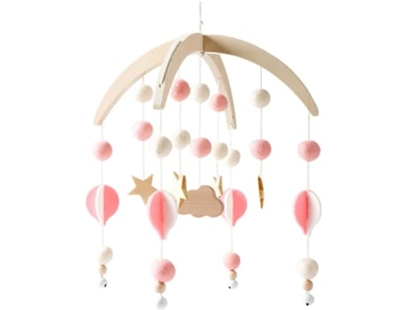 Mobile Baby Wind Chimes Felt Balls Moon Stars Mobile Hot Air Balloon Baby Boys Girls Bed Pendant Hanging For Cot Baby Bed Star Moonpink TRANTECH