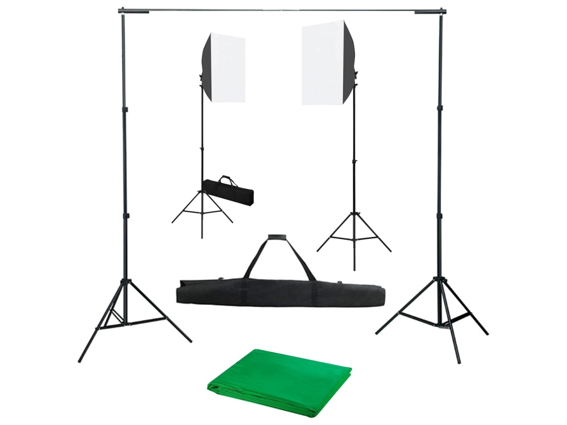 Vidaxl Kit De Estúdio Fotográfico Com Softbox De Iluminação E Fundo