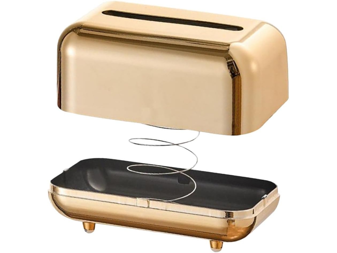Porta-lenços Dourado Em Abs, Elegante E Fácil De Usar, Com Design Multifuncional.
