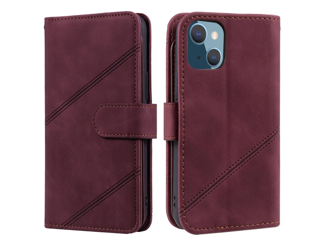 Capa Para Iphone 13 Pele Sintética Anti-choque Com Porta-cartões Vermelho