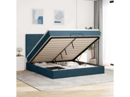 Vidaxl Estrutura Cama Otomana Colchões 180x200 Cm Veludo Azul Escuro
