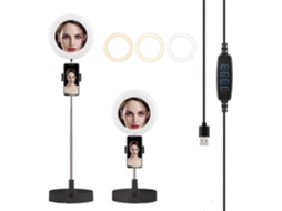 Anel De Luz Led Dobrável, Lâmpada De Preenchimento Com Espelho, Suporte Para Celular Com 3 Modos De Luz, Escalável, Branco Slowmoose