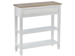 Mesa Consola Estilo Rétro Para Sala De Estar Corredor Com 2 Prateleiras E 1 Gaveta 75,6x27,5x80,5 Cm Branco E Madeira