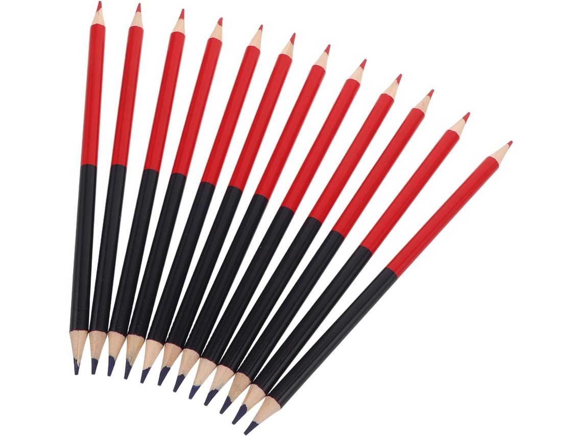 Conjunto De 12 Lápis De Madeira Apagáveis Para Marcação Precisa, Nas Cores Vermelha E Azul, Ideais Desenho E,