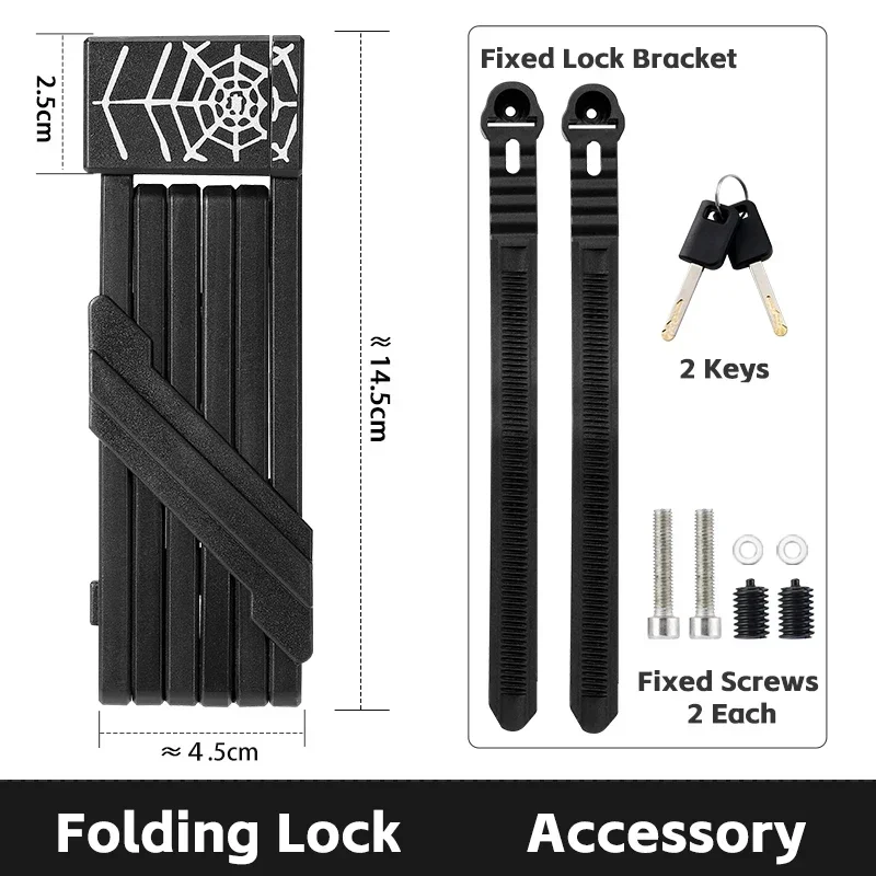 Cadeado Dobrável para Bicicleta MDUG 67 Cm Preto
