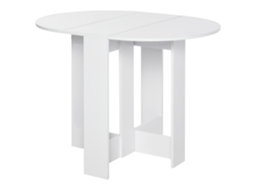 Mesa Dobrável De Madeira Com 2 Abas Extensíveis, Mesa De Cozinha Compacta Para Sala De Jantar, 104x76x73,7 Cm, Branco