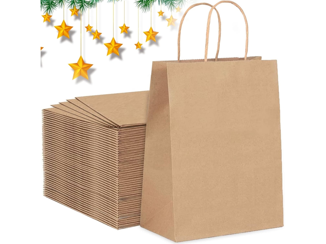Sacos De Papel Kraft Com Alças, 10 Unidades, Marrom Aquaforge