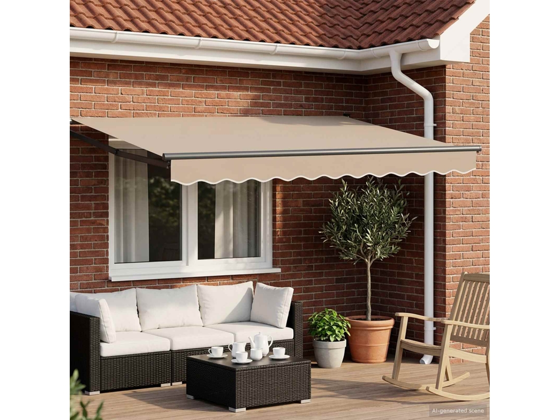 Vidaxl Toldo Retrátil Elétrico Bege 3 X 2,5 M