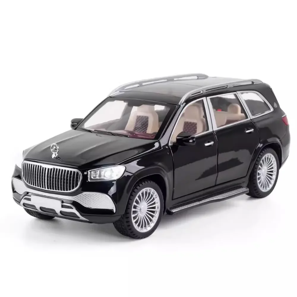 (gls600 Preto) Miniatura De Carro Em Escala 1:24, Com Portas Que Abrem E Funções De Som E Luz.