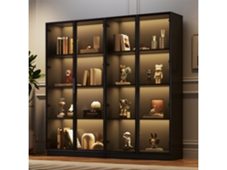 Vitrine LYYTUNG com Iluminação Led Controlada por App armário de 4 Portas com Prateleiras Alto para Sala de Estar