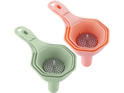 Conjunto De 2 Pequenos Funis Multifuncionais Cozinha Com Coador Embutido, Ideais Para Cozinhar E Assar