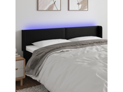 Vidaxl Cabeceira De Cama C/ Led Couro Artificial 183x16x78/88 Cm Preto