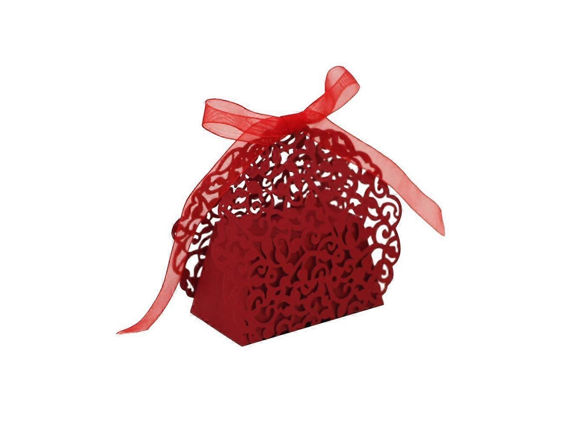 20 Caixas De Doces Com Corte A Laser Floral Para Lembrancinhas De Casamento E Festas Hengjian (vermelhas)