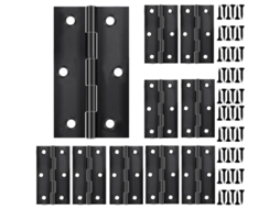 10 Dobradiças Pretas Foscas De 75,5 Mm Com 60 Parafusos Para Portas, Janelas, Gavetas E Armários De Madeira