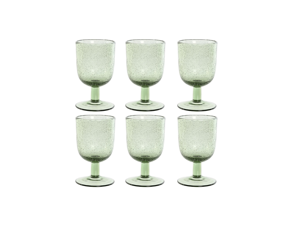 Conjunto de Taças de Cristal Verde Home Esprit 300 ml 8 x 8 x 14 cm (6 unidades)