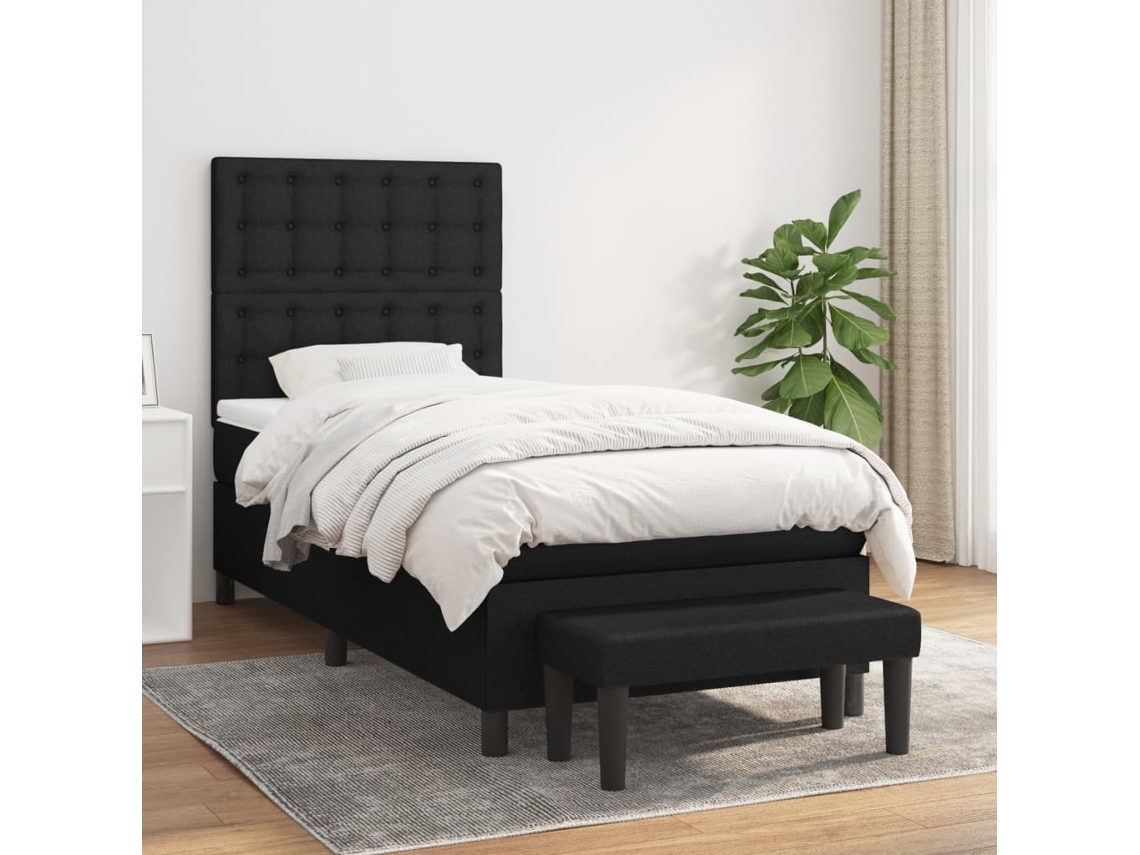 Vidaxl Cama Com Molas/colchão 100x200 Cm Tecido Preto