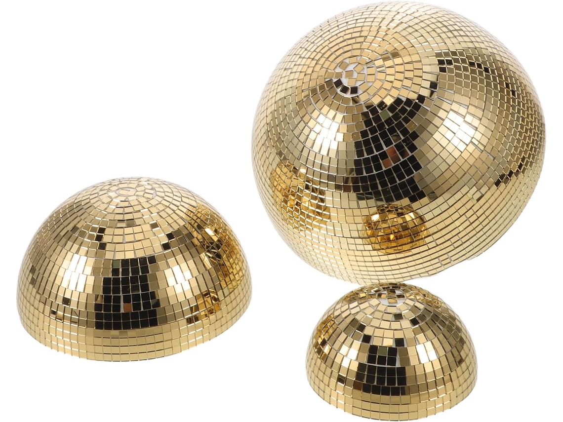 Conjunto 3 Hemisférios Decorativos Vidro Dourado Polido Formato Espelho Tamanhos 10 15 20 Acessórios Decoração GOKOCO