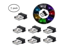Luzes De Ambiente Led Usb Para Interior De Carro, 7 Peças Mini Plug-in 5v Universal Branco Azul Vermelho Amarelo Verde Rosa Azul Gelo