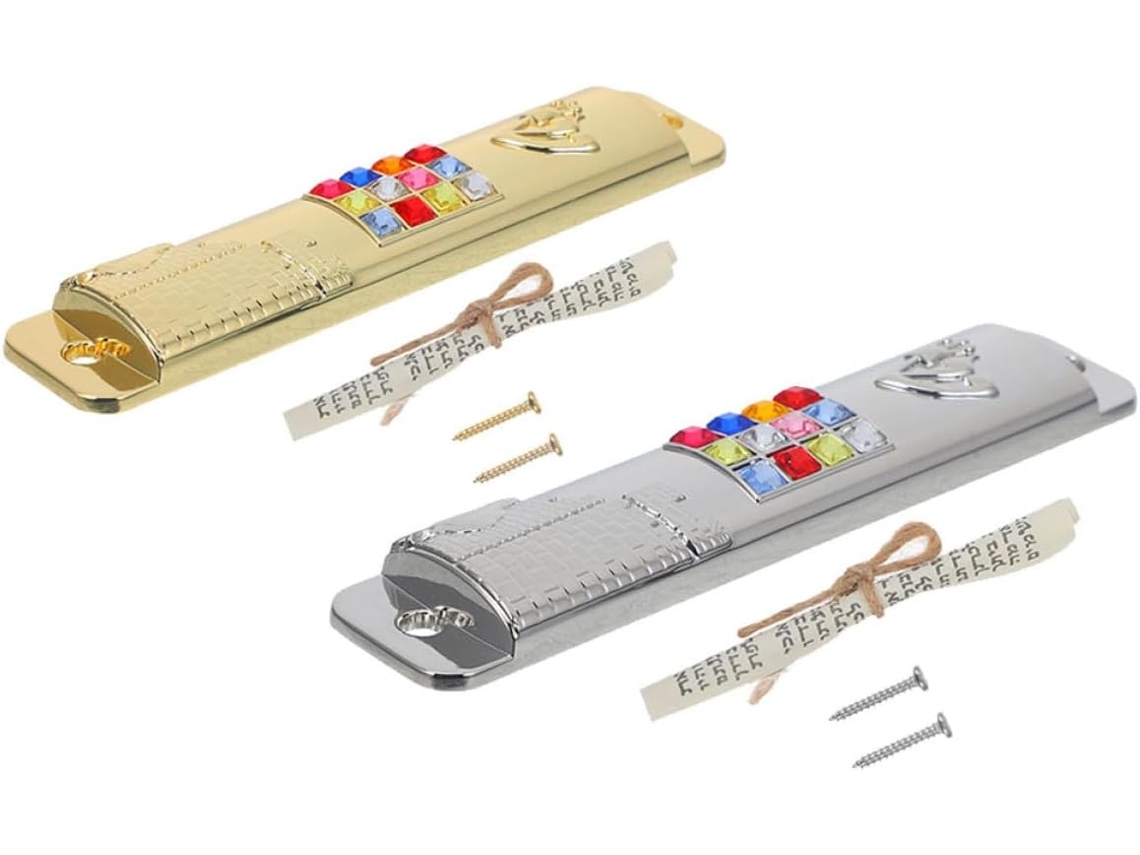 Conjunto 2 Mezuzás Metal Bênção Hebraica Decoração Religiosa Porta Entrada Judaica Sagrada Interiores Casa GOKOCO