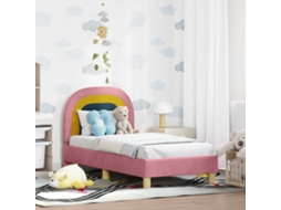 Vidaxl Estrutura De Cama Para Criança Com Cabeceira Rosa 70 X 140 Cm