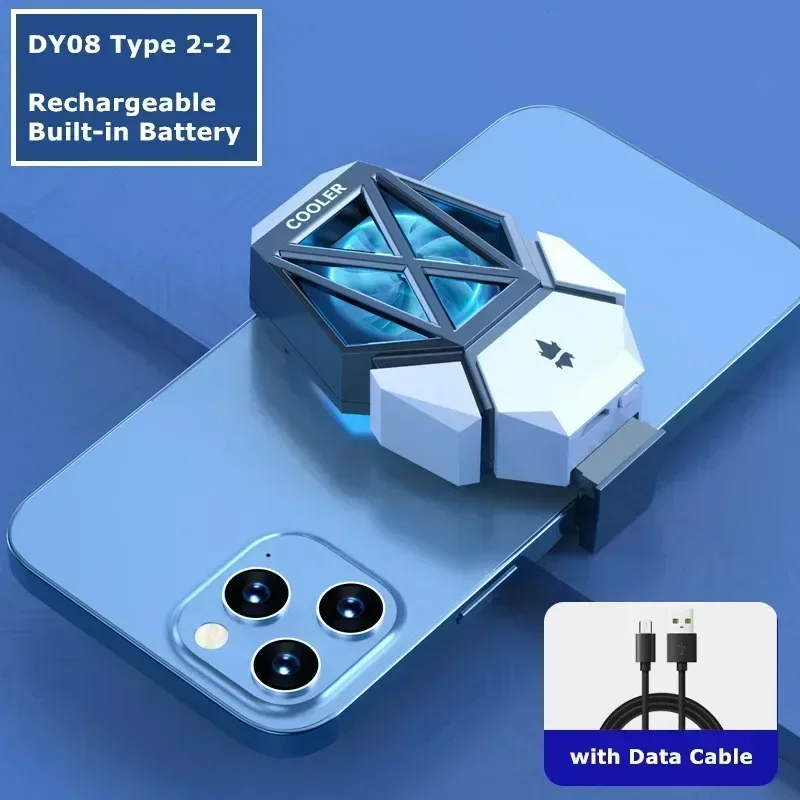 Dissipador de Calor com Ventoinha de Resfriamento para Celular, Resfriamento a Ar, Tipo Clipe Traseiro MDUG (branco Recarregável)