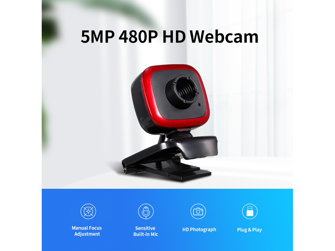 Webcam 480p 5mp Câmera Web Usb Com Microfone Para Laptop Desktop Pc 30fps Prata