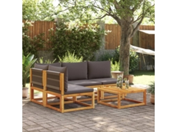 Pcs Conjunto De Sofás De Jardim Com Almofadões Acácia Maciça Dkd Home Decor