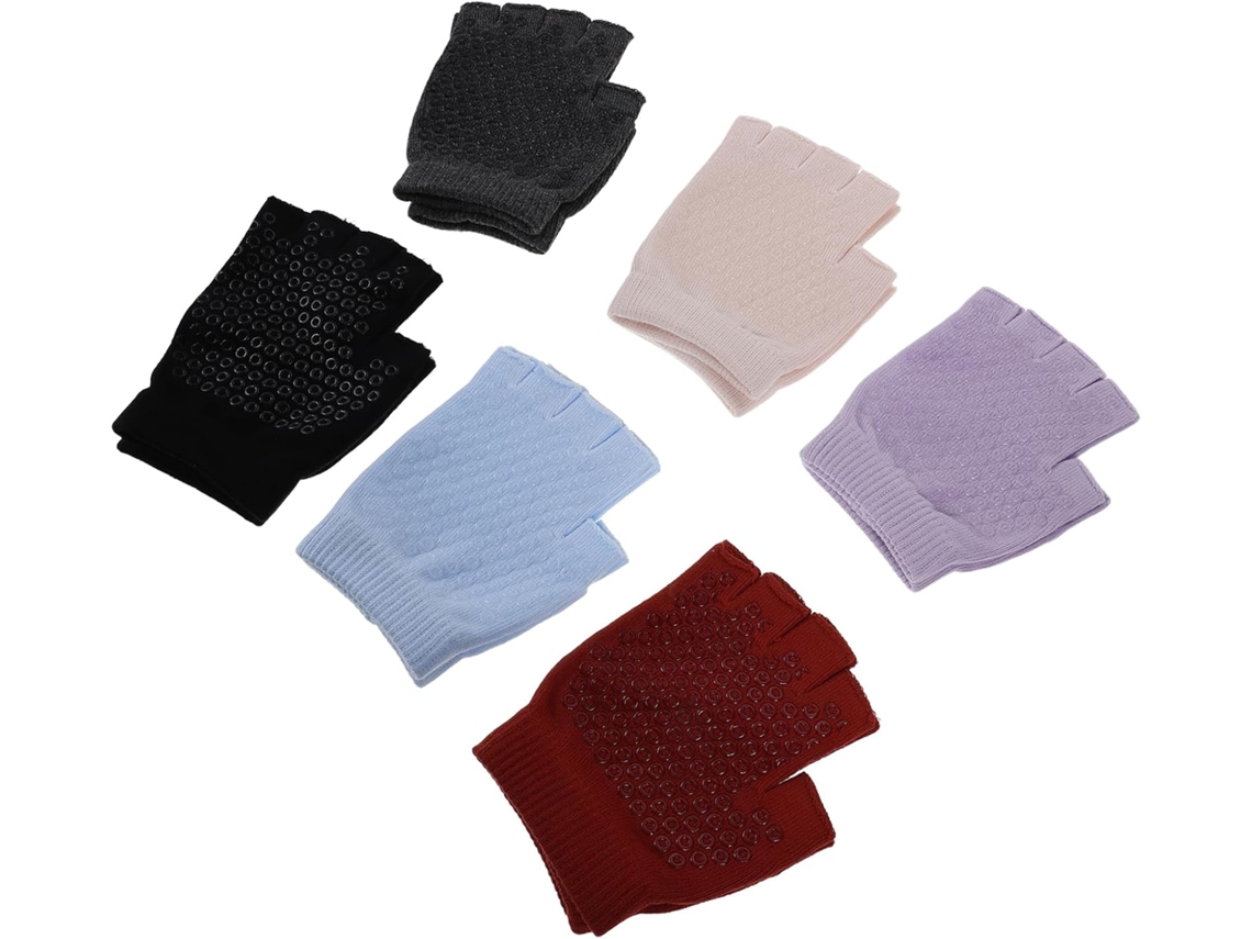 Luvas De Ioga Sem Dedos Sosoport, 6 Pares, Algodão Antiderrapante