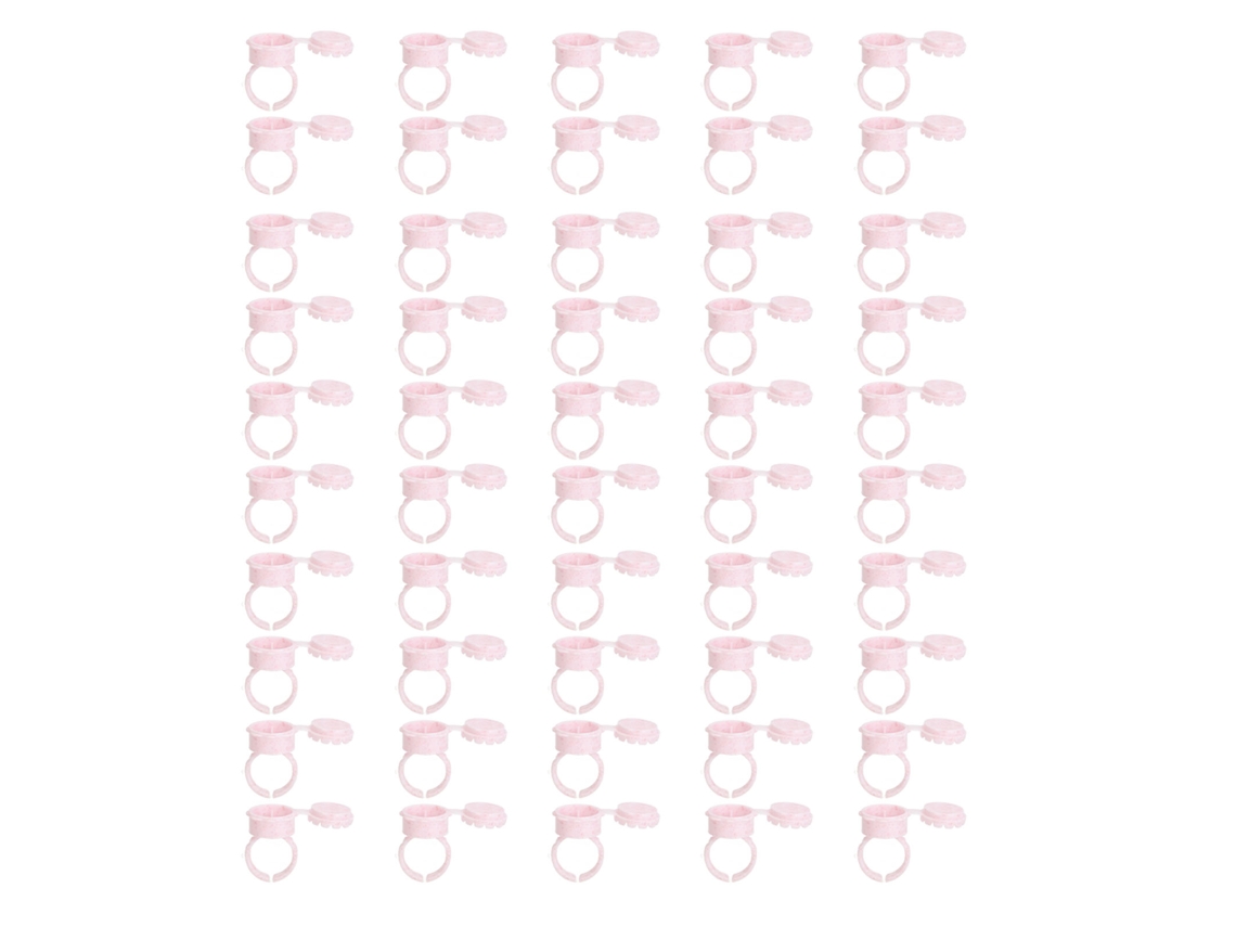 50pcs Anéis Descartáveis Para Cola De Cílios Ajustáveis Apoio De Cola Para Extensão De Cílios