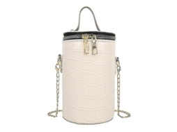 Bolso Casual De Cuero Con Patrón De Piedra Y Cadena Para Mujer Hombro Messenger Bege