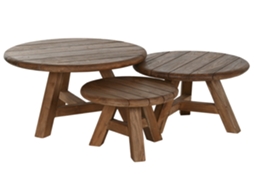 Conjunto de 3 Mesas de Teca Reciclada 80x80x45cm ALEXANDRA HOUSE LIVING