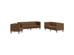 Chesterfield Sofa Set, Chesterfield Sofa Sets Vidaxl Marrom Couro Artificial (n/a)
